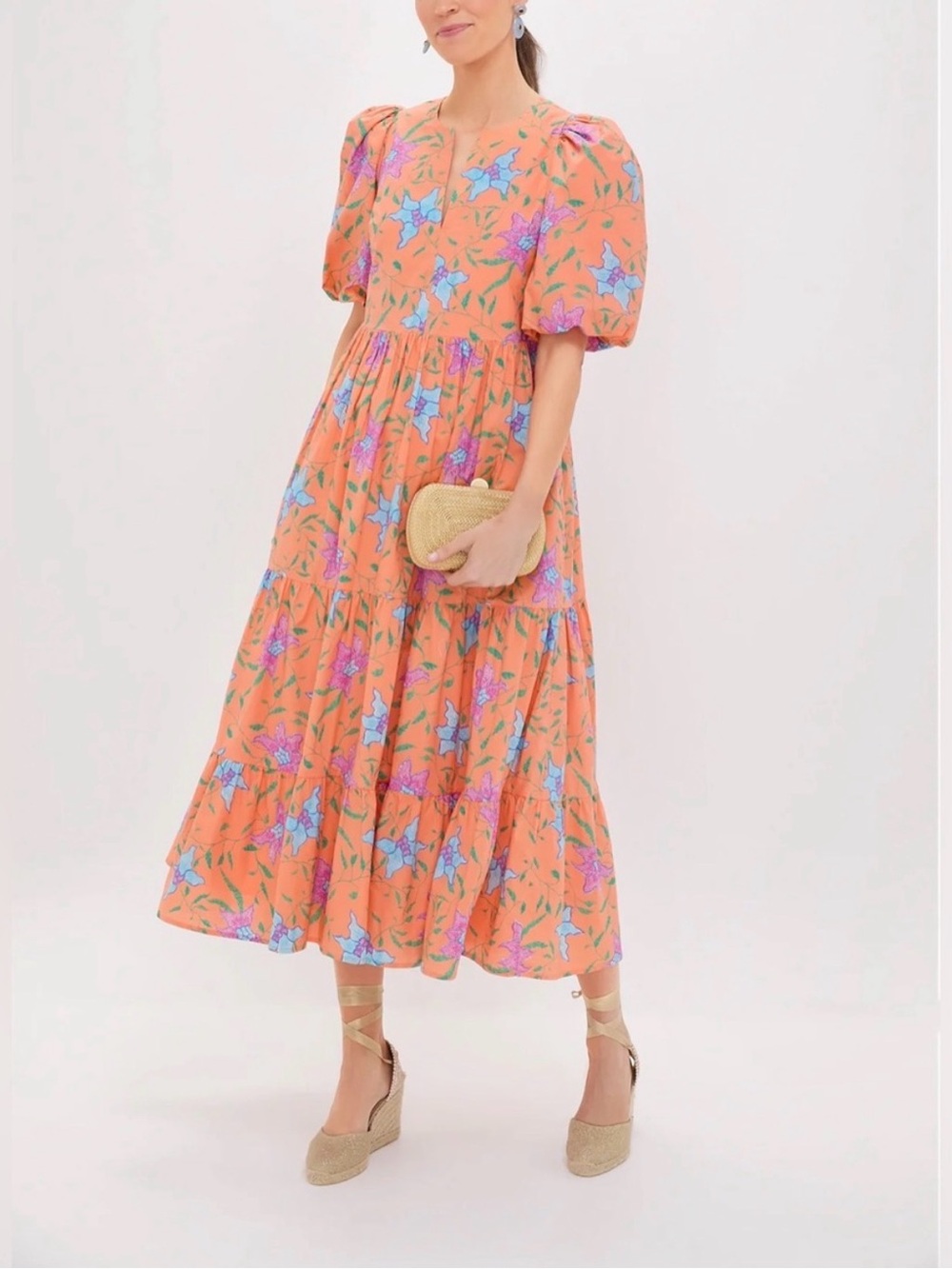 Hyacinth‎ House Tuckernuck Cisco Maxi Dress Women's Large Orange Floral Multi